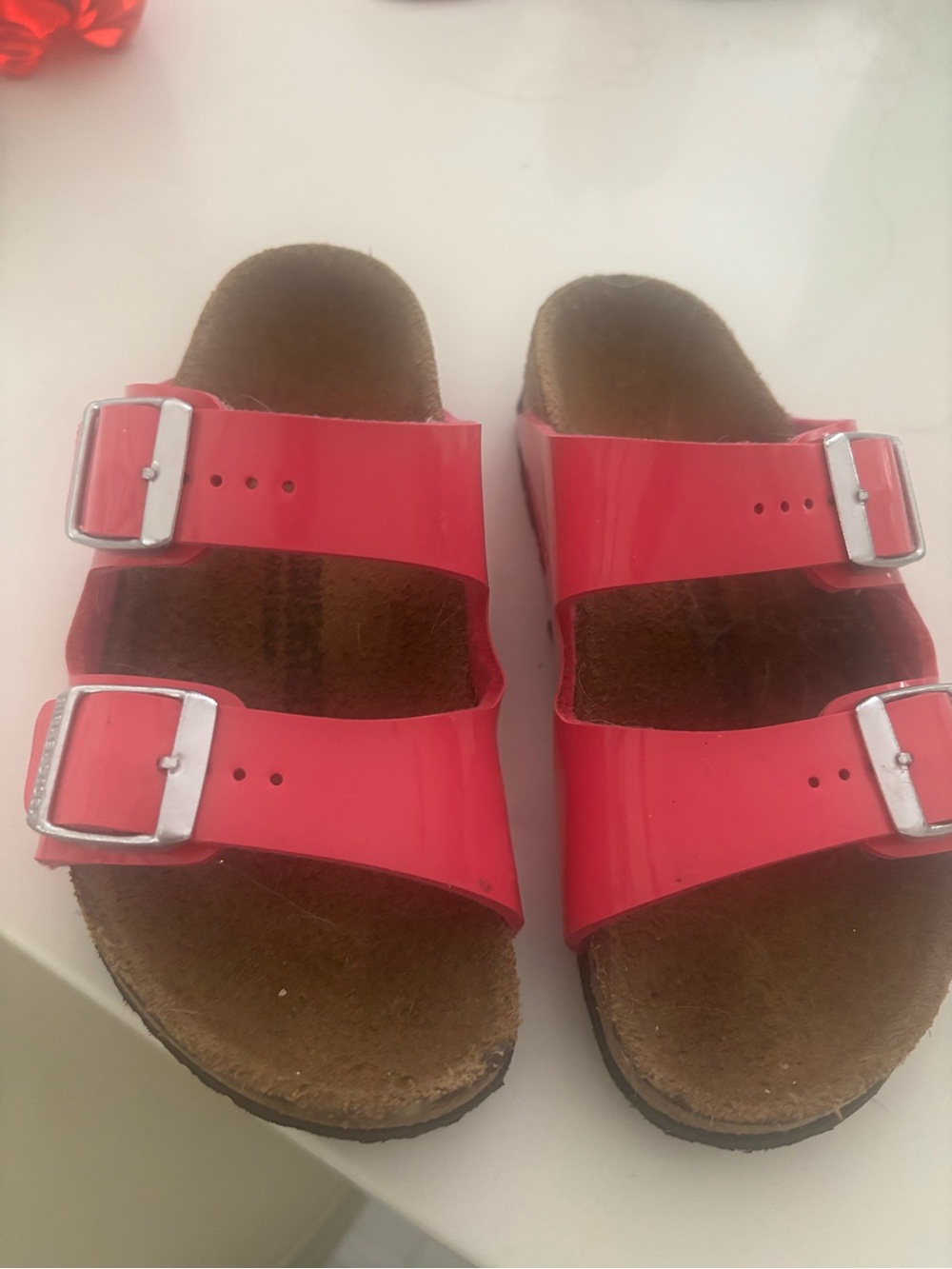 Birkenstock Kids Double Buckle Sandals in Bright Coral